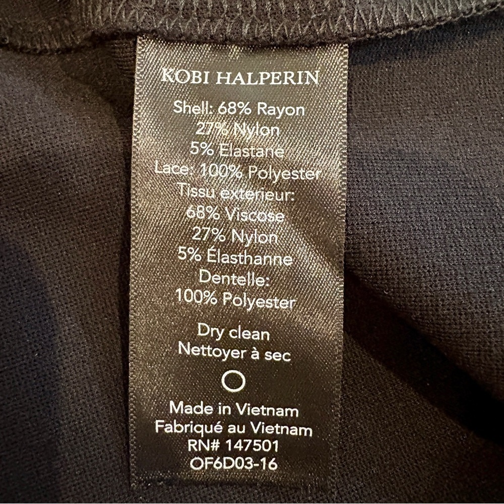 Kobi Halperin Black A-Line Knit Dress with Lace Detail Size 6 - Picture 5 of 5